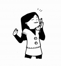 Chapitre 4 : "Au téléphone, elle me fait le tour des copains". Mado au téléphone avec sa copine Mélanie.